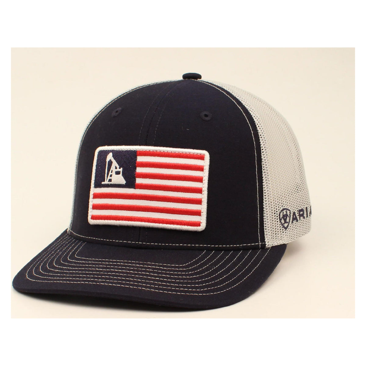 Ariat Mens Richardson 112 Oil Rig Flag Patch Mesh Snapback Cap Navy-A300009103