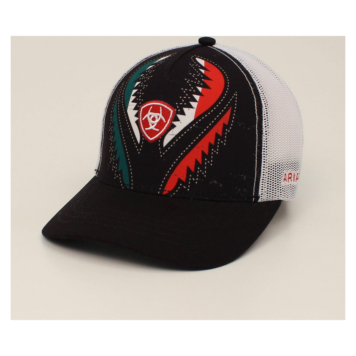 Ariat Mens Mexican Flag Wing Design Mesh Snapback Cap Black-A300025001