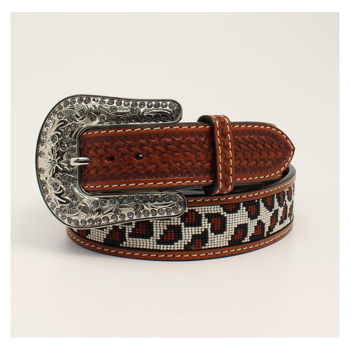 Angel Ranch Womens Hand Tooled Patterned Belt Brown-D140001502