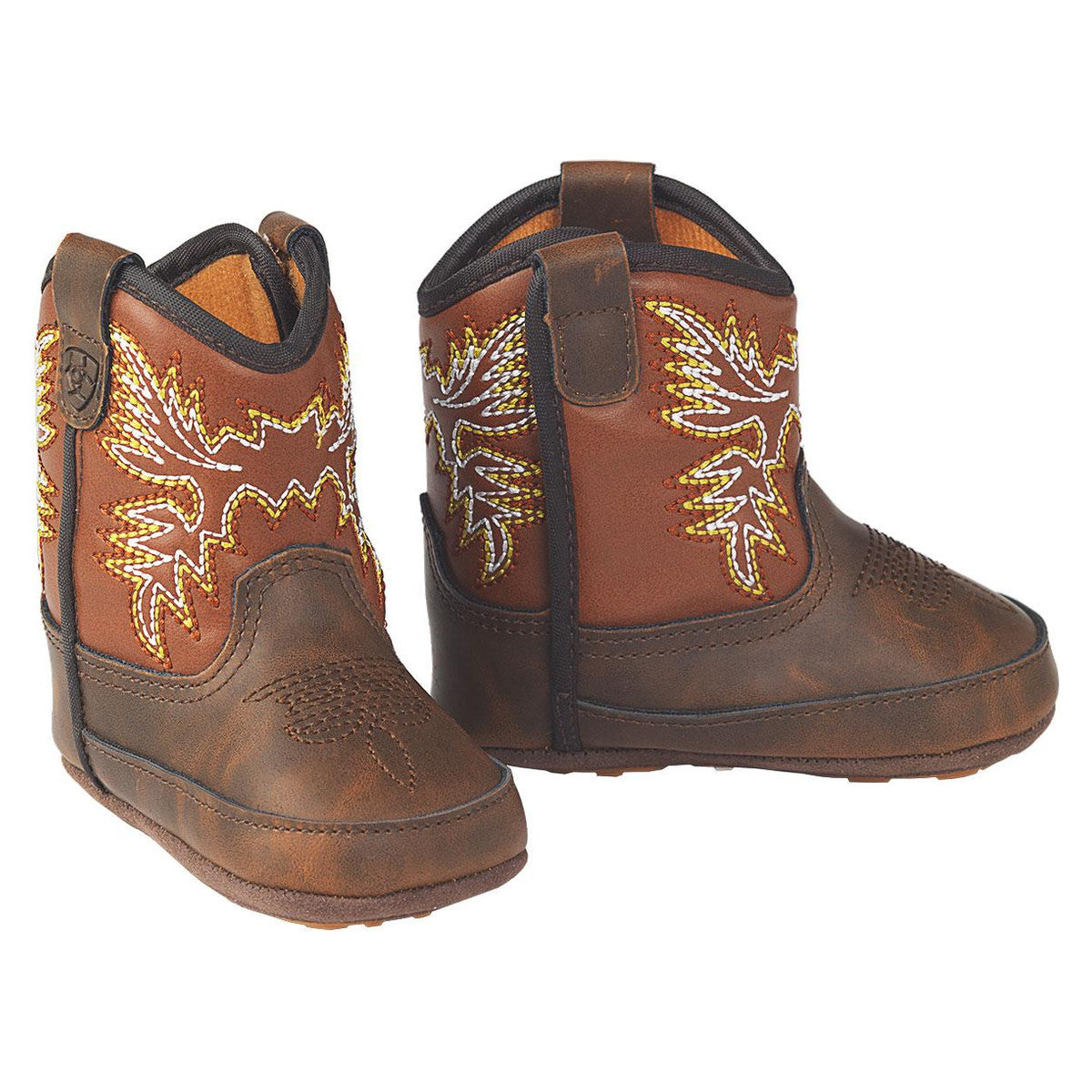 M and F Western Ariat Lil Stompers Work Hog Infant Boots Brown - Kids