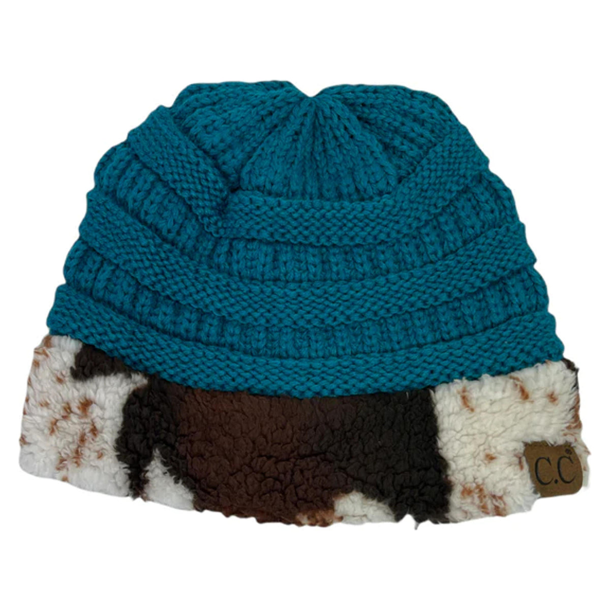 Girlie Girl Cow Beanie Teal-HAT47-COWTEAL