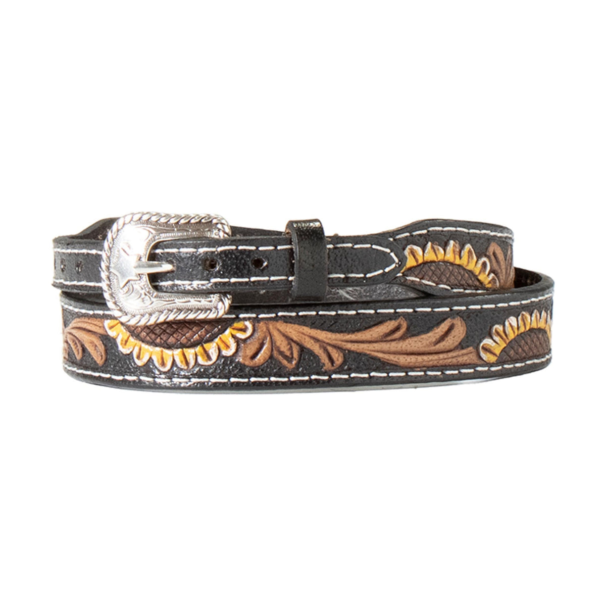 M and F Western Twister Tooled Sunflowers Hatband Black - Hats Add-ons