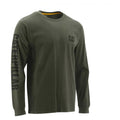 Caterpillar Mens Green Trademark Banner Long Sleeve Tee-1510034-12369
