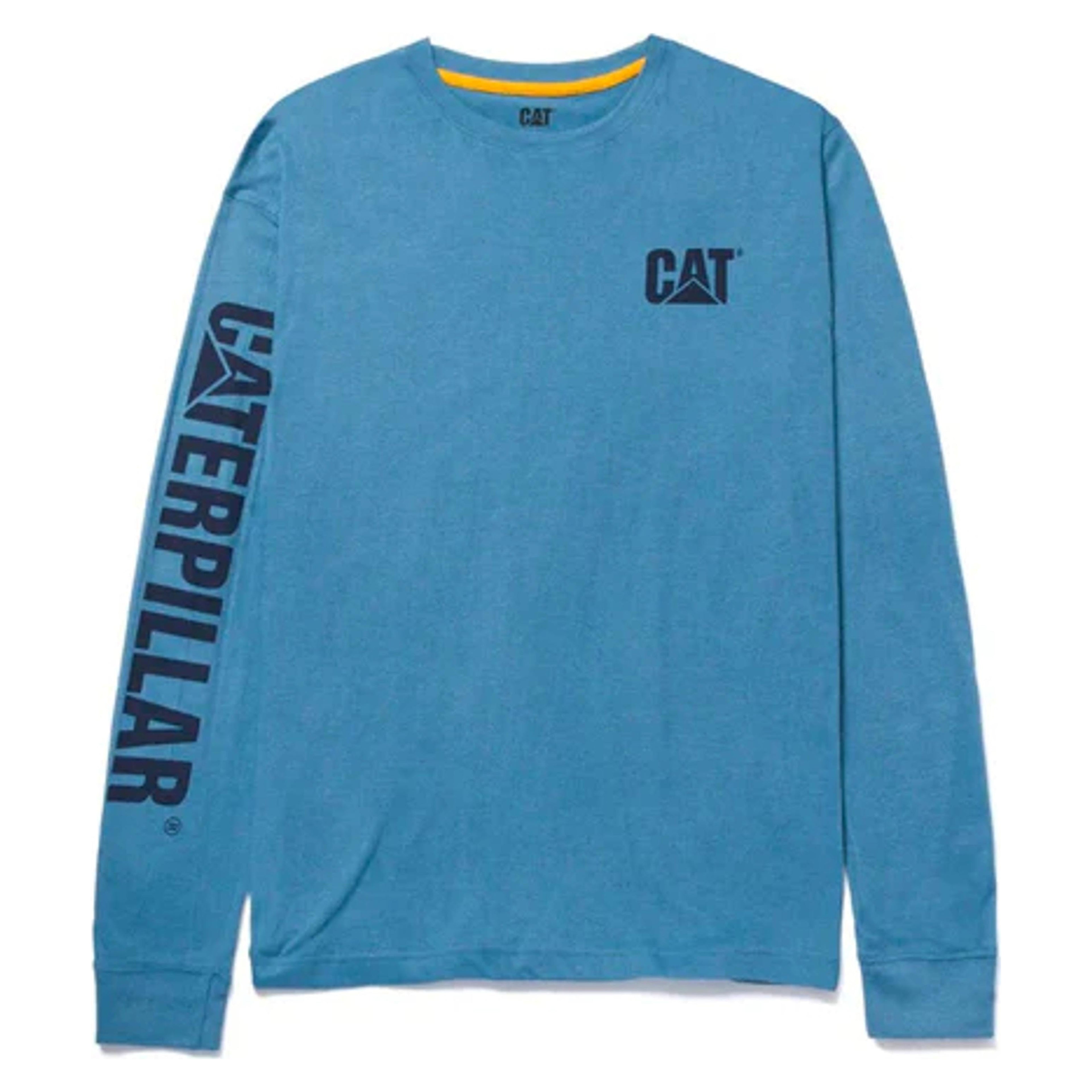 Caterpillar Mens Blue Trademark Banner Long Sleeve Tee-1510034-13084