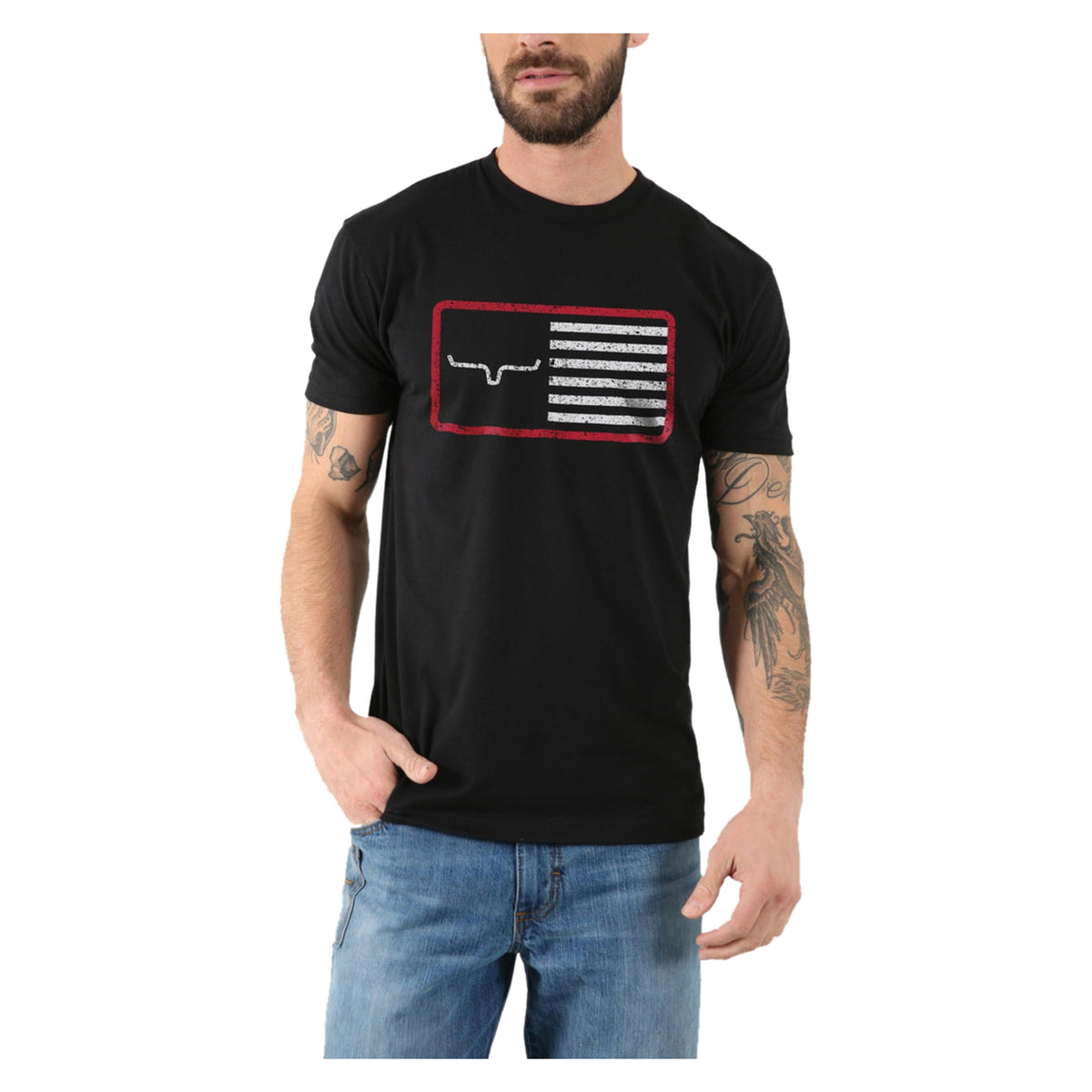 Kimes Ranch Mens American Trucker Tee-Shirt-Black-12011314