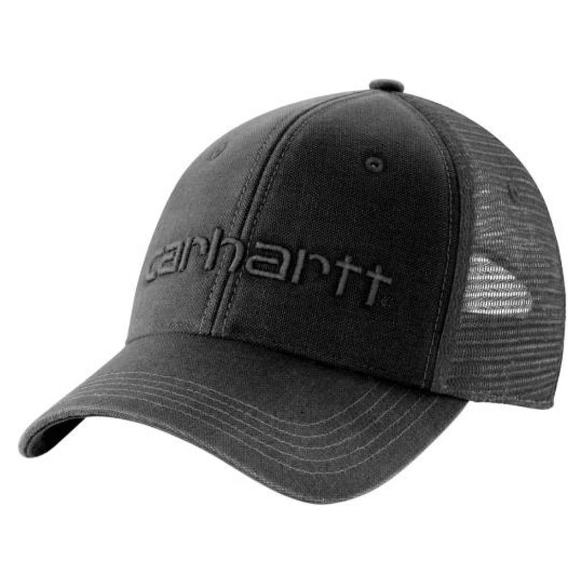 Carhartt Mens AH1195 Canvas Mesh Back Logo Graphic Cap Asphalt Black-101195-E58