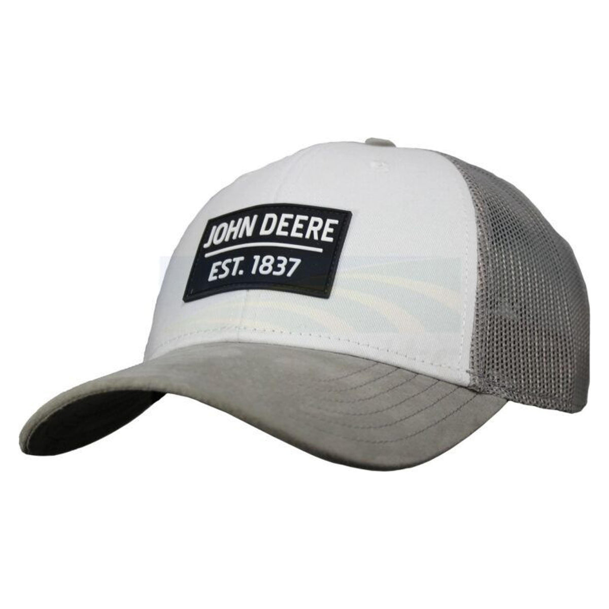 John Deere White And Gray Trucker Mesh Ball Cap-13080875OX