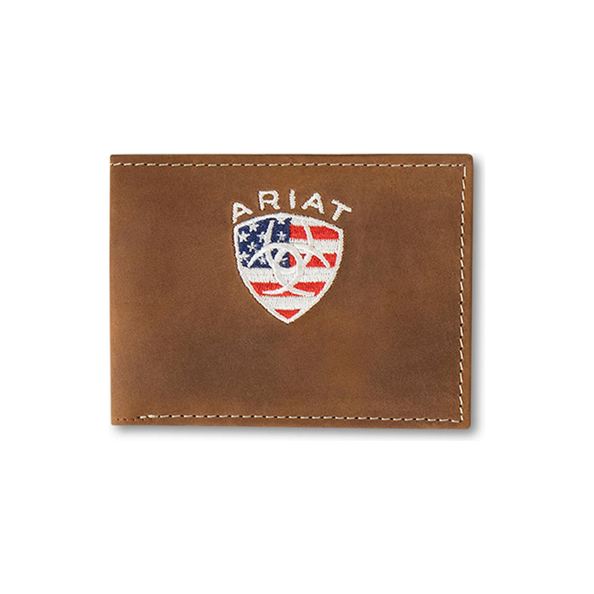 M and F Western Ariat Bifold Wallet American Flag Embroidered Aged Bar
