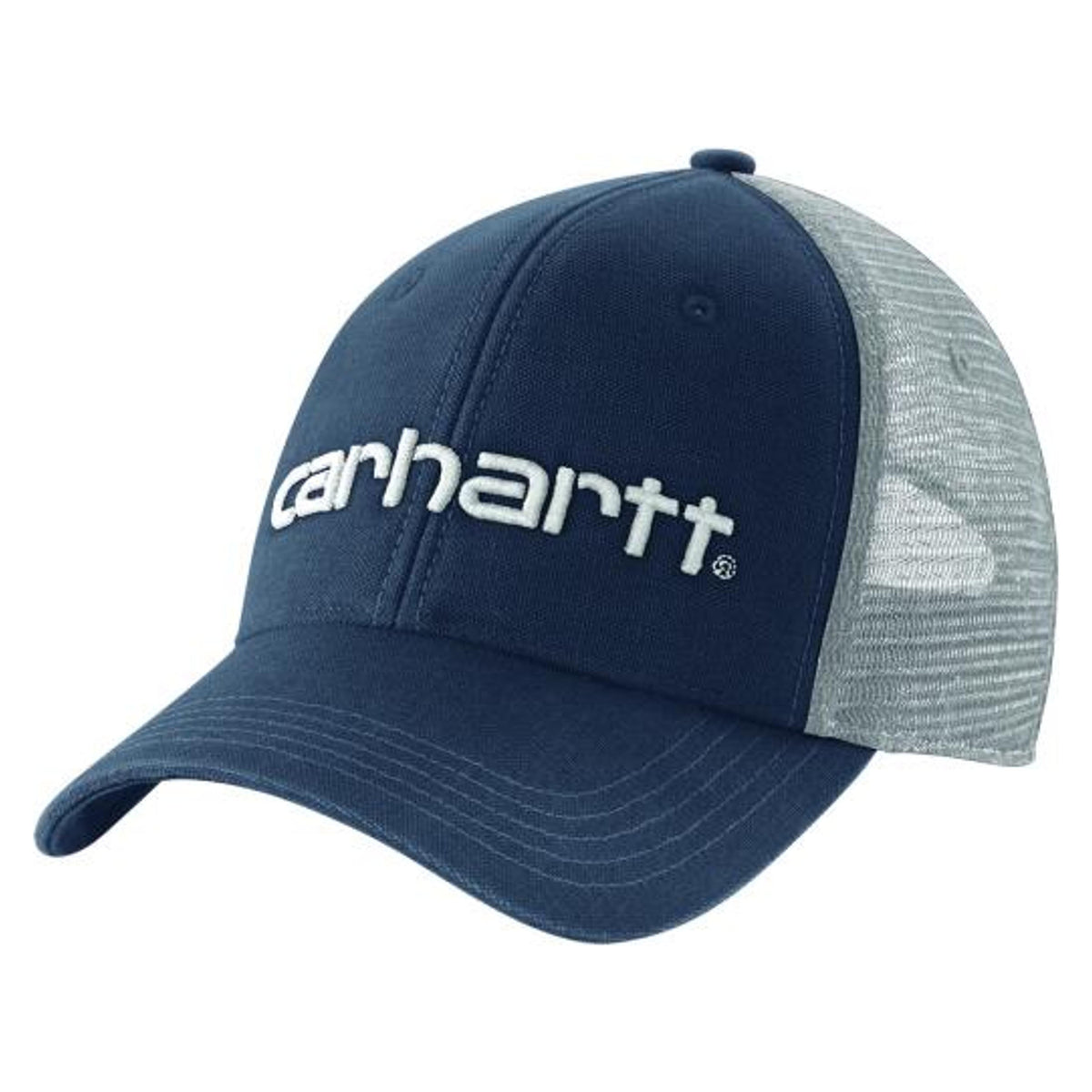 Carhartt Mens AH1195 Canvas Mesh Back Logo Graphic Cap Navy White-101195-408
