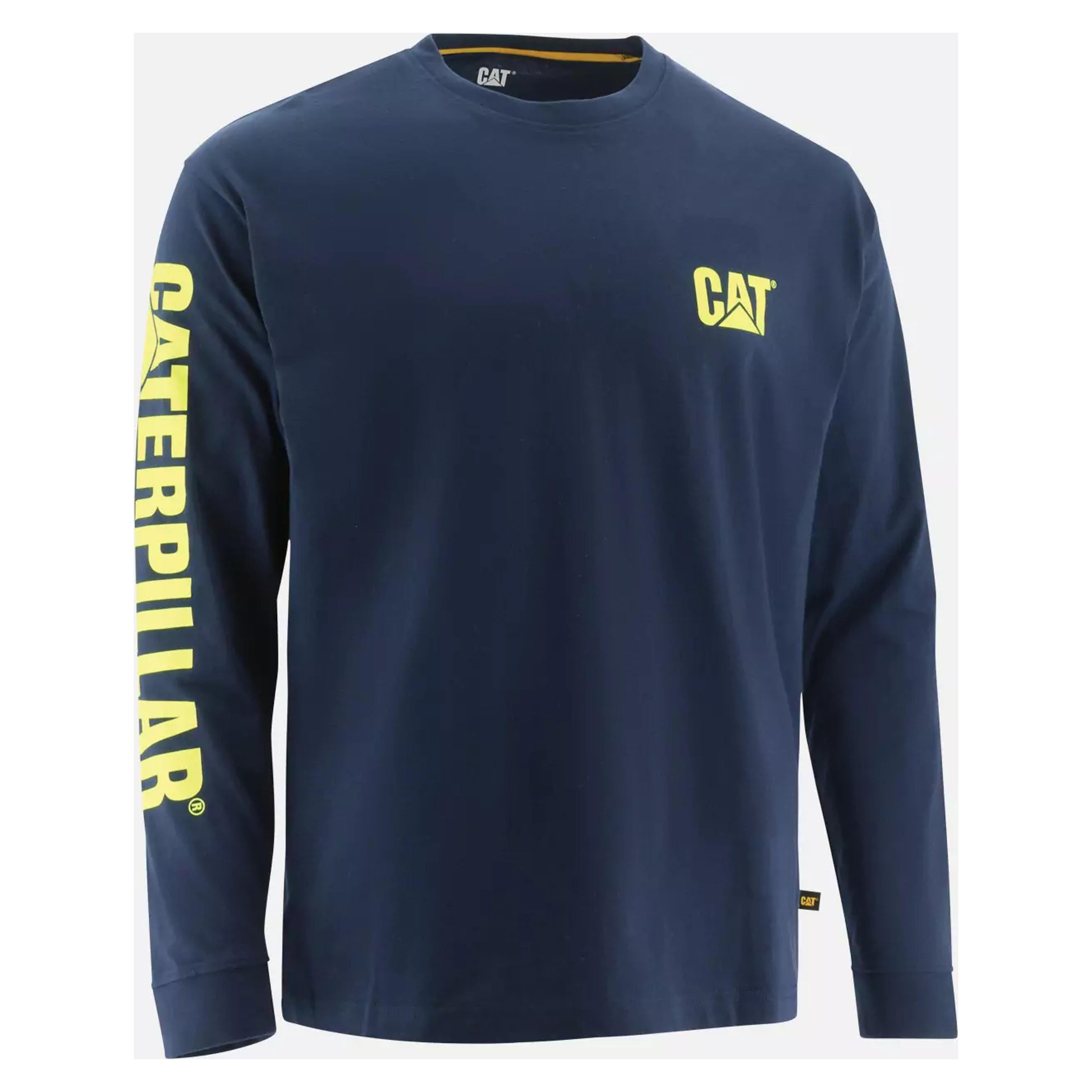 Caterpillar Mens Blue Hi Vis Trademark Banner Long Sleeve Tee-1510034-12895