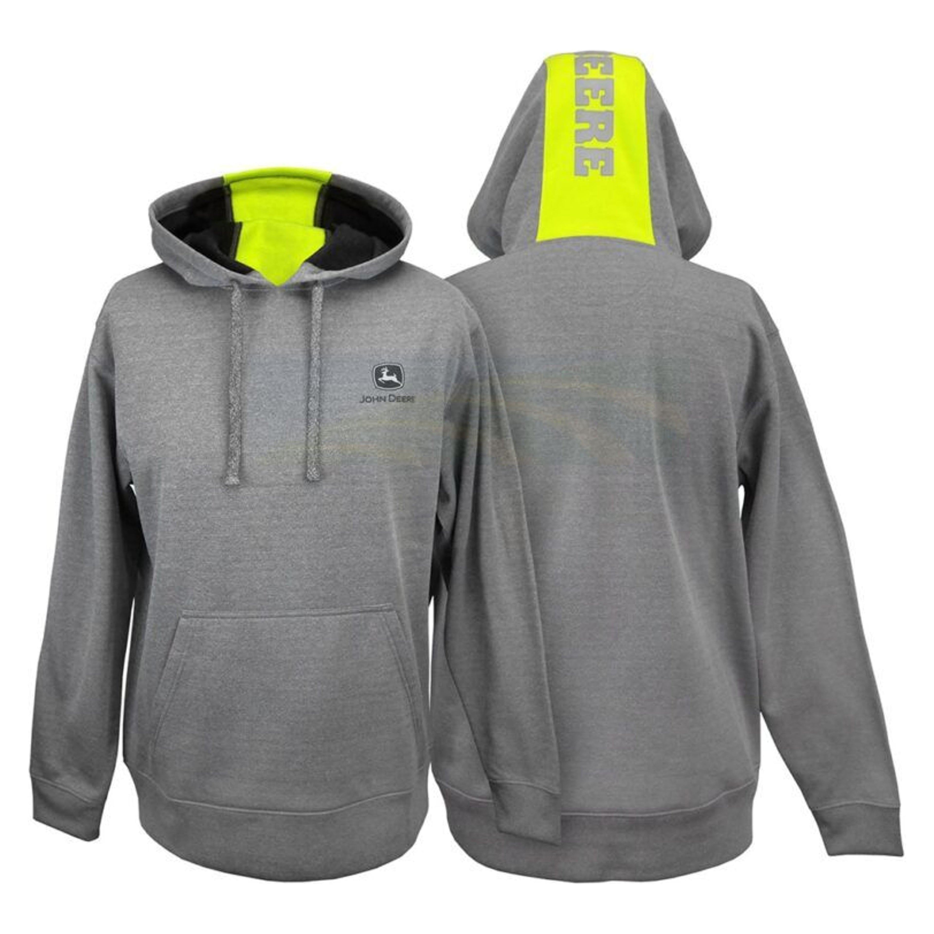 John Deere Mens John Deer High Vis Yellow Stripe Hoodie-14472061CH