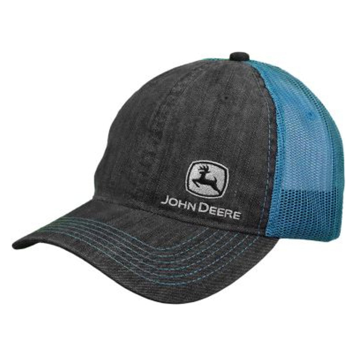John Deere Chambray Mesh Blue And Gray Ball Cap-J26E-03DG-JDR-JMP