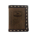 John Deere Mens Laced Leather Historical Logo Trifold Wallet Tan/Brown-4111000-244