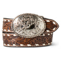 Ariat Kids Boys Belt 1 1/4" Hand Tooled Floral Buck Lacing-A1307802