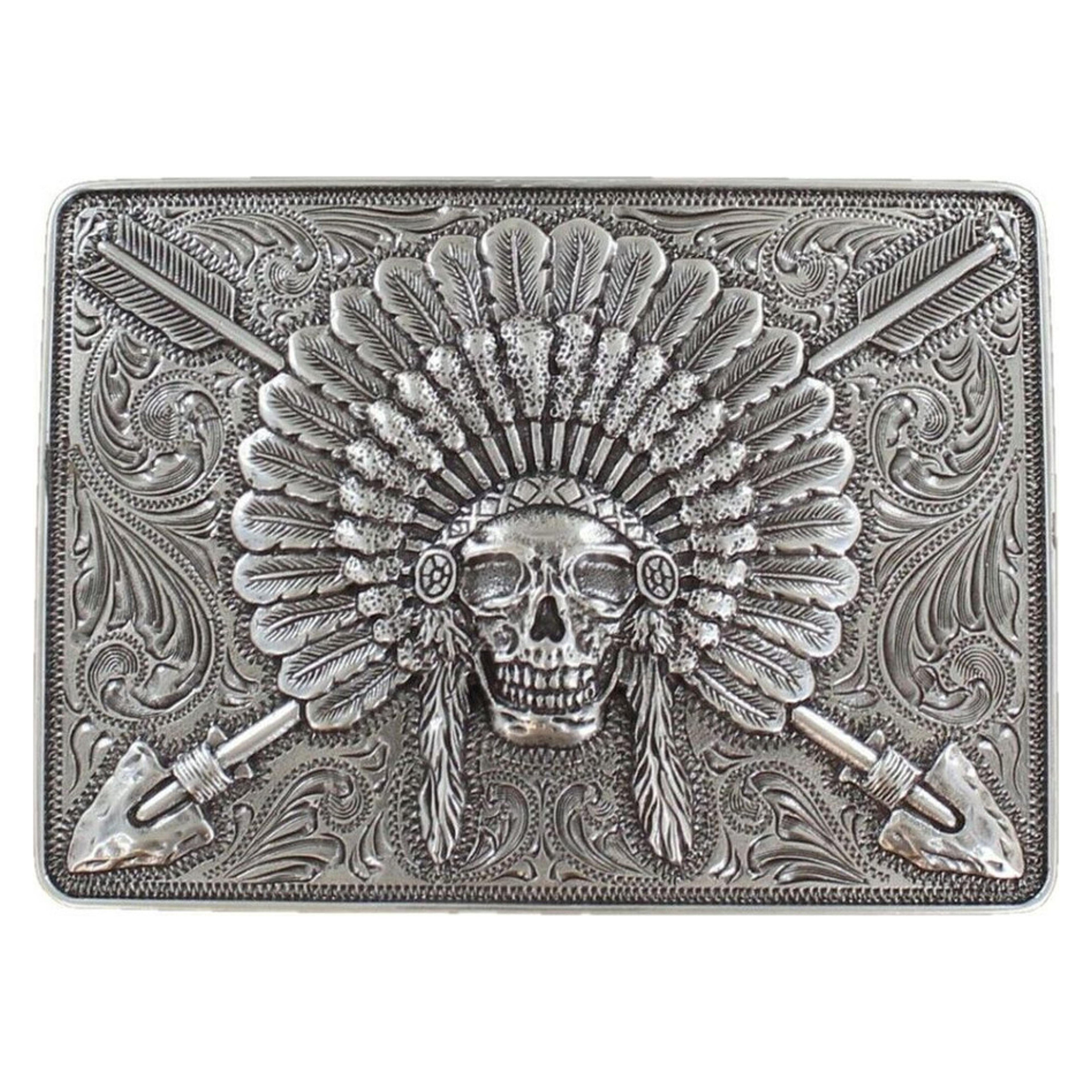 Chief Skull With Crossed Arrows Buckle