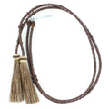 Twister Braided Leather Stampede String with Horsehair Tassels Brown-0296802