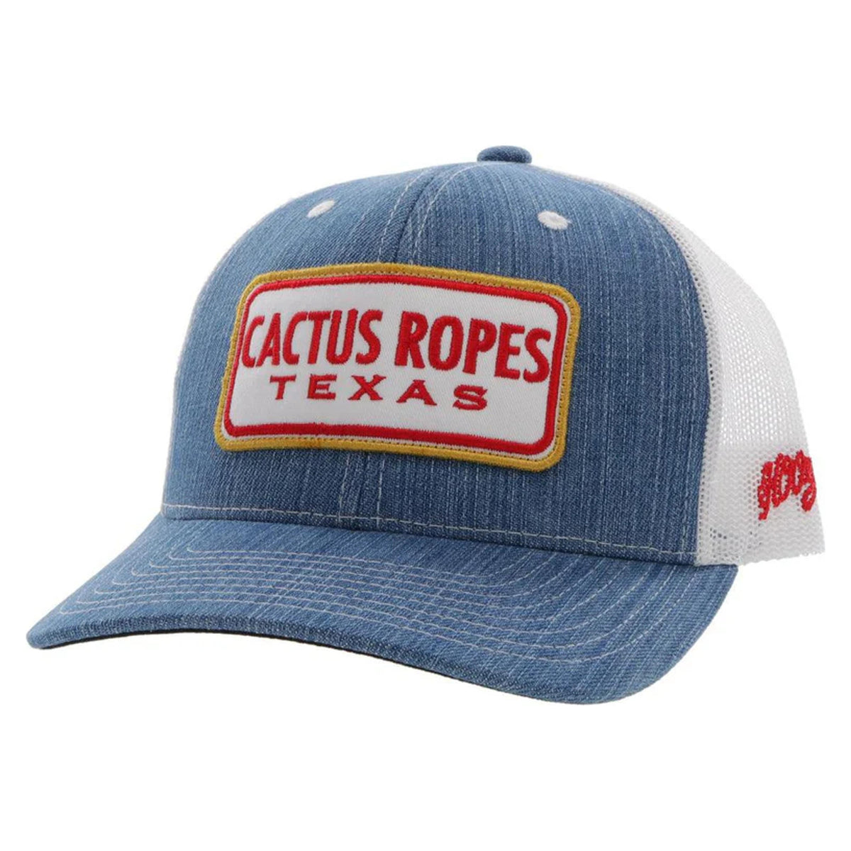 Hooey Cr80 Cactus Ropes Denim / White 6-Panel Trucker with Red / White-CR080