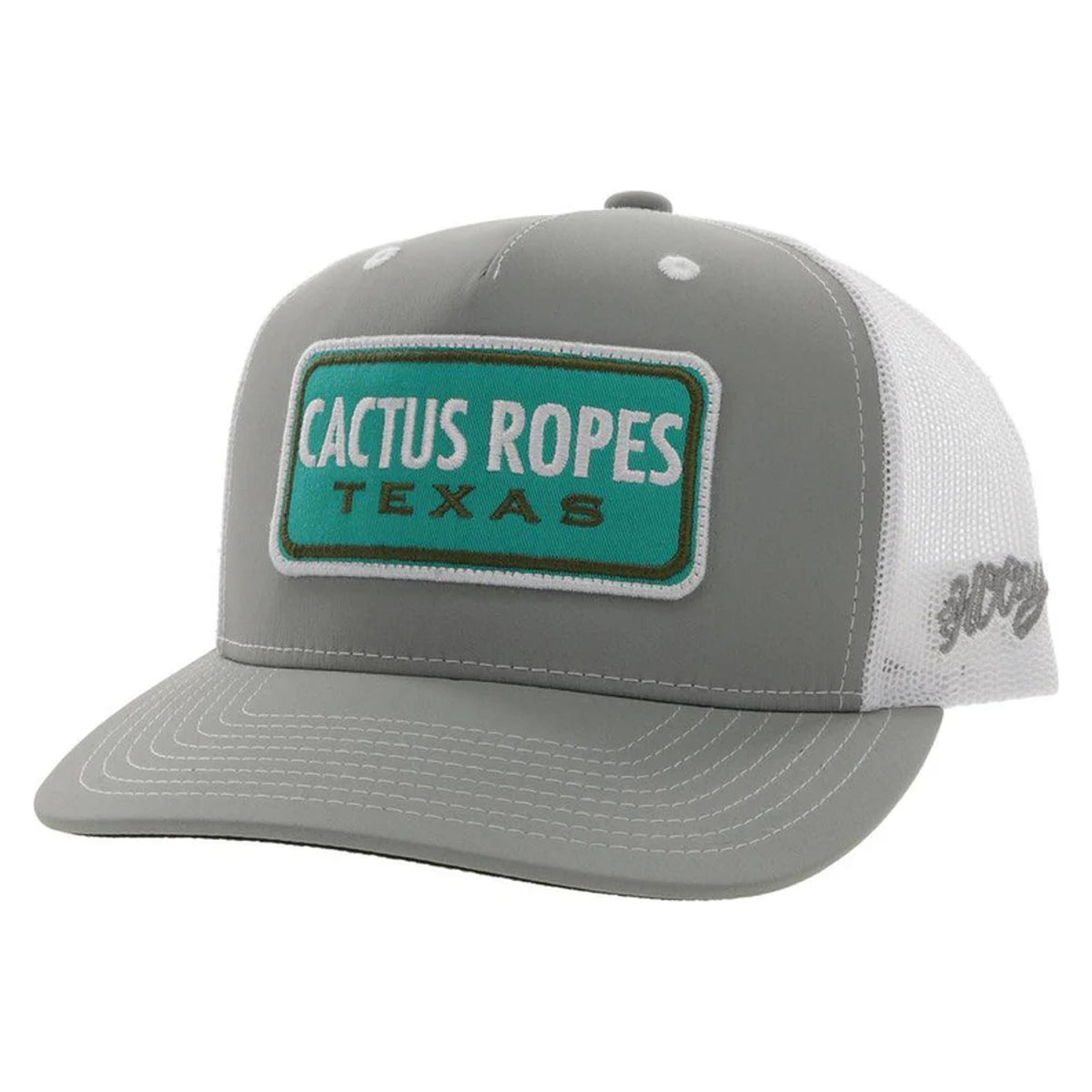 Hooey Cr83 Cactus Ropes Grey / White 5-Panel Trucker with Turquoise /-CR083-Y