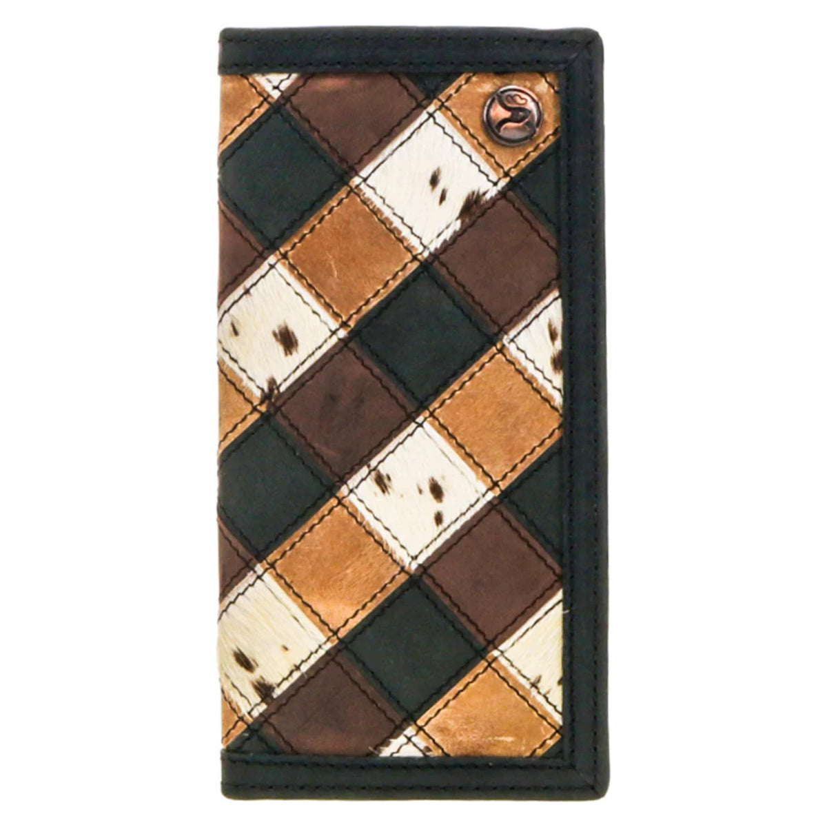 Hooey Smackdown Patchwork Leather Rodeo Wallet with Roughy Logo Rivet-RW009-BRBK