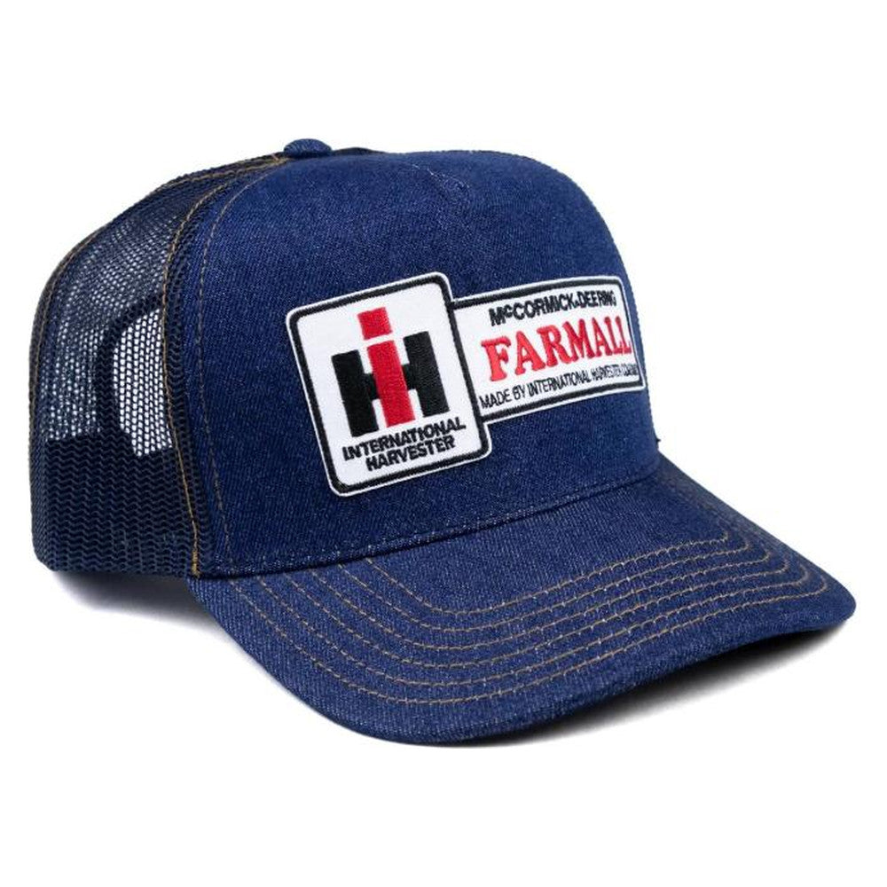 International Harvester IH Farmall Logo Hat, Denim Mesh