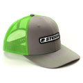 JD Productions Stiger Logo Hat, Chrcoal Gray With Neon Green Mesh