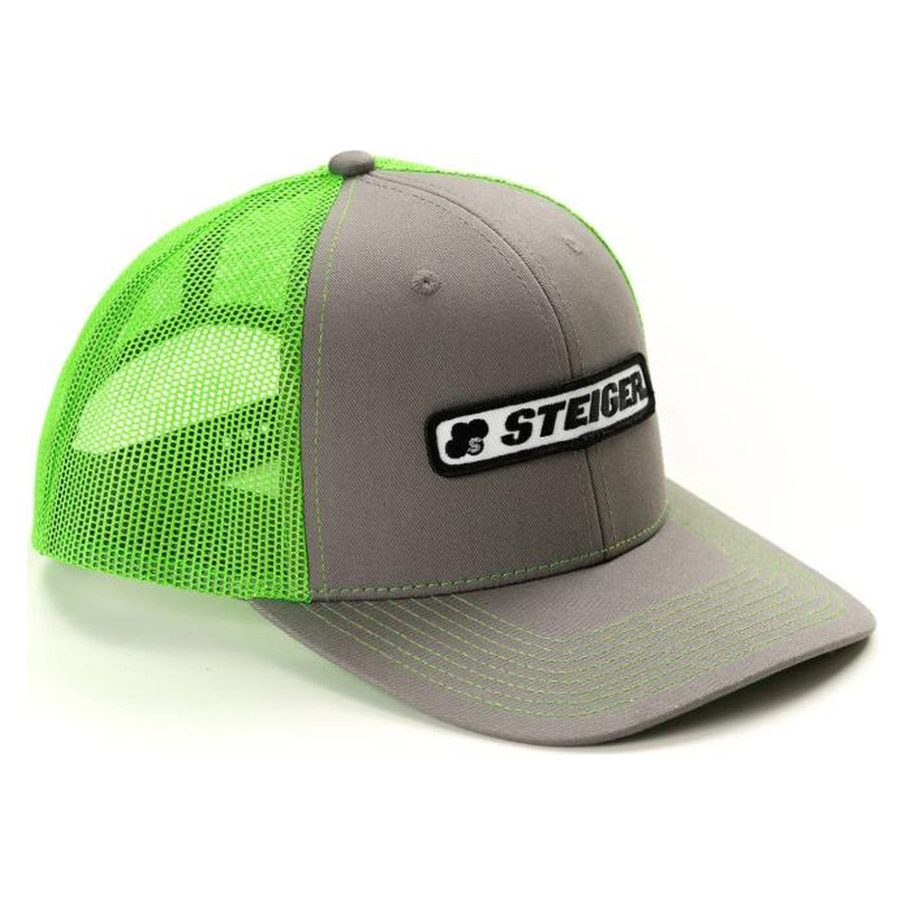 JD Productions Stiger Logo Hat, Chrcoal Gray With Neon Green Mesh