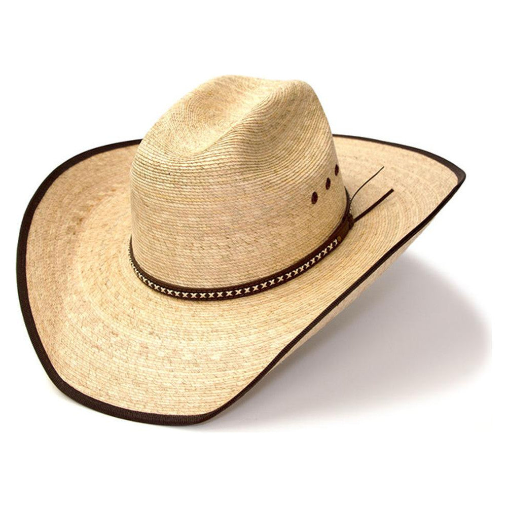Western Express White With Aqua Trim Straw Hat-PAL-12