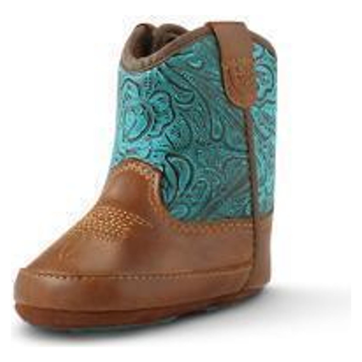 M and F Western Ariat Round Up Style Lil Stompers Infant Boots Brown -