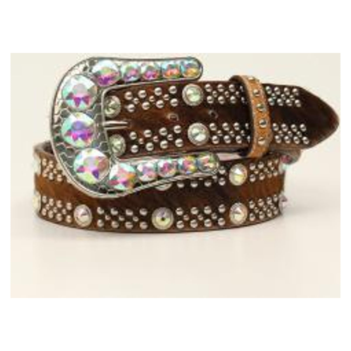 M and F Western Angel Ranch Ladies Belt 1 1/2 Calf Hair Large Stones B