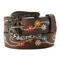 Ariat Kids Girls Belt 1 1/4" Embroidered Flowers Brown-A1308702