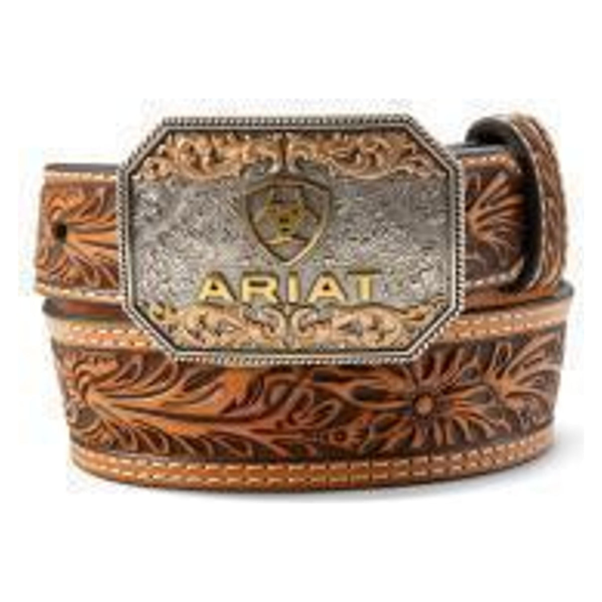 Ariat Kids Boys Belt 1 1/2" - 1 1/4" Floral Embossed Tan-A1309108