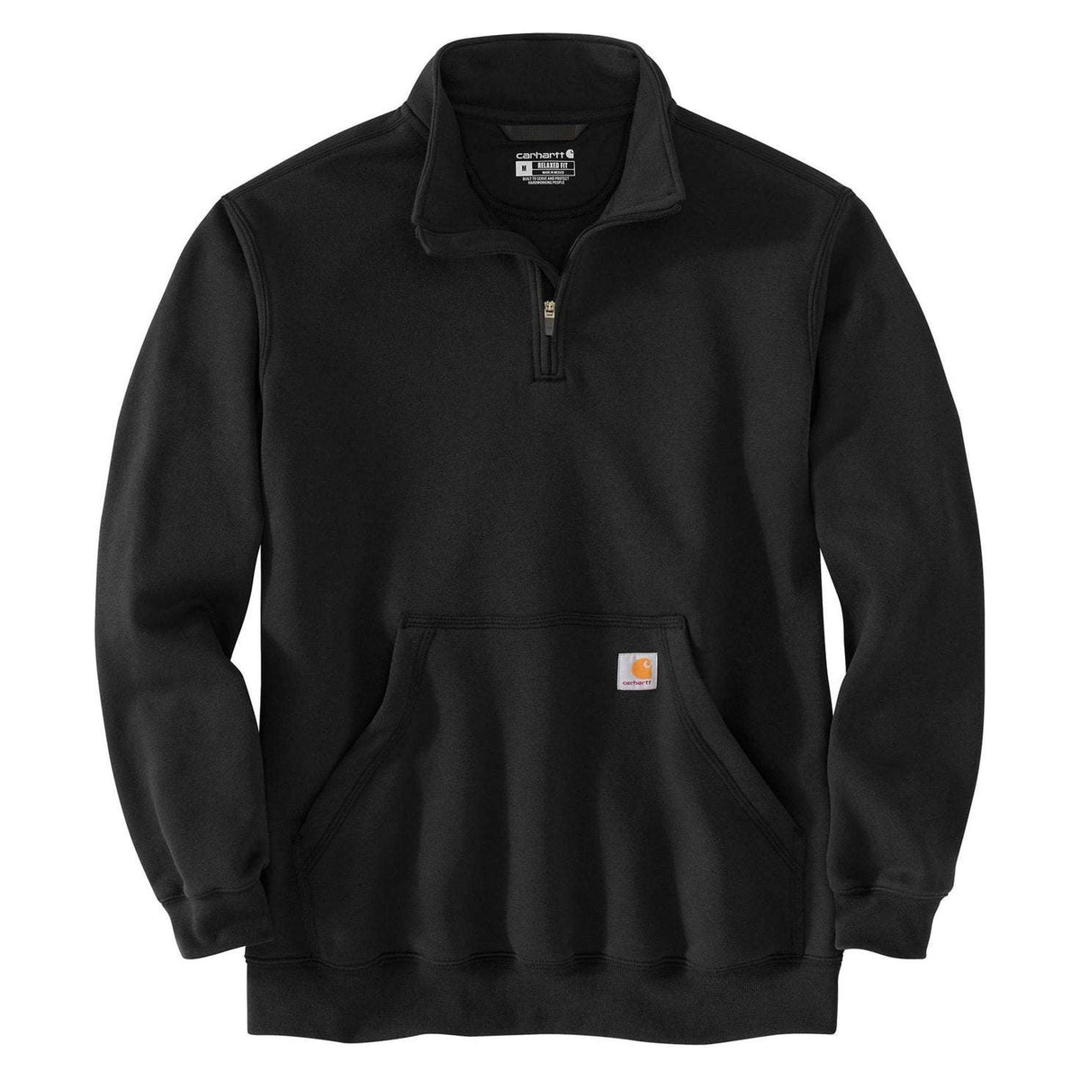 Carhartt Mens Loose Fit Midweight Quarter-Zip Mock-Neck Sweatshirt - B-105294-BLK