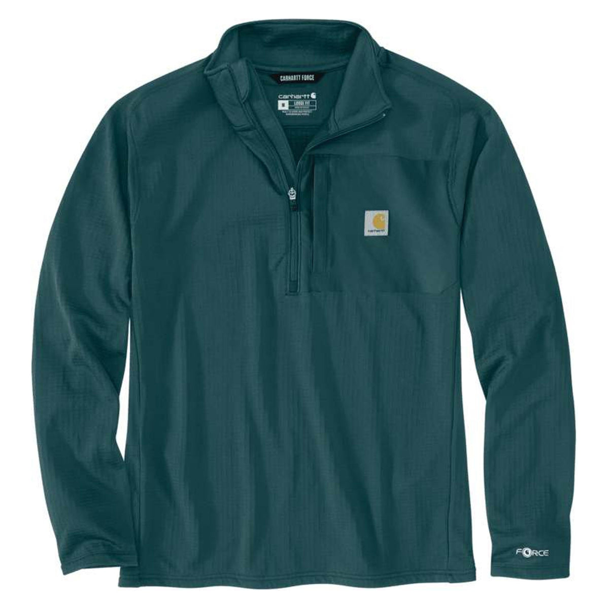 Carhartt Mens Force Relaxed Fit Mock Neck Half-Zip Fleece-Lined Shirt-106423-GM1