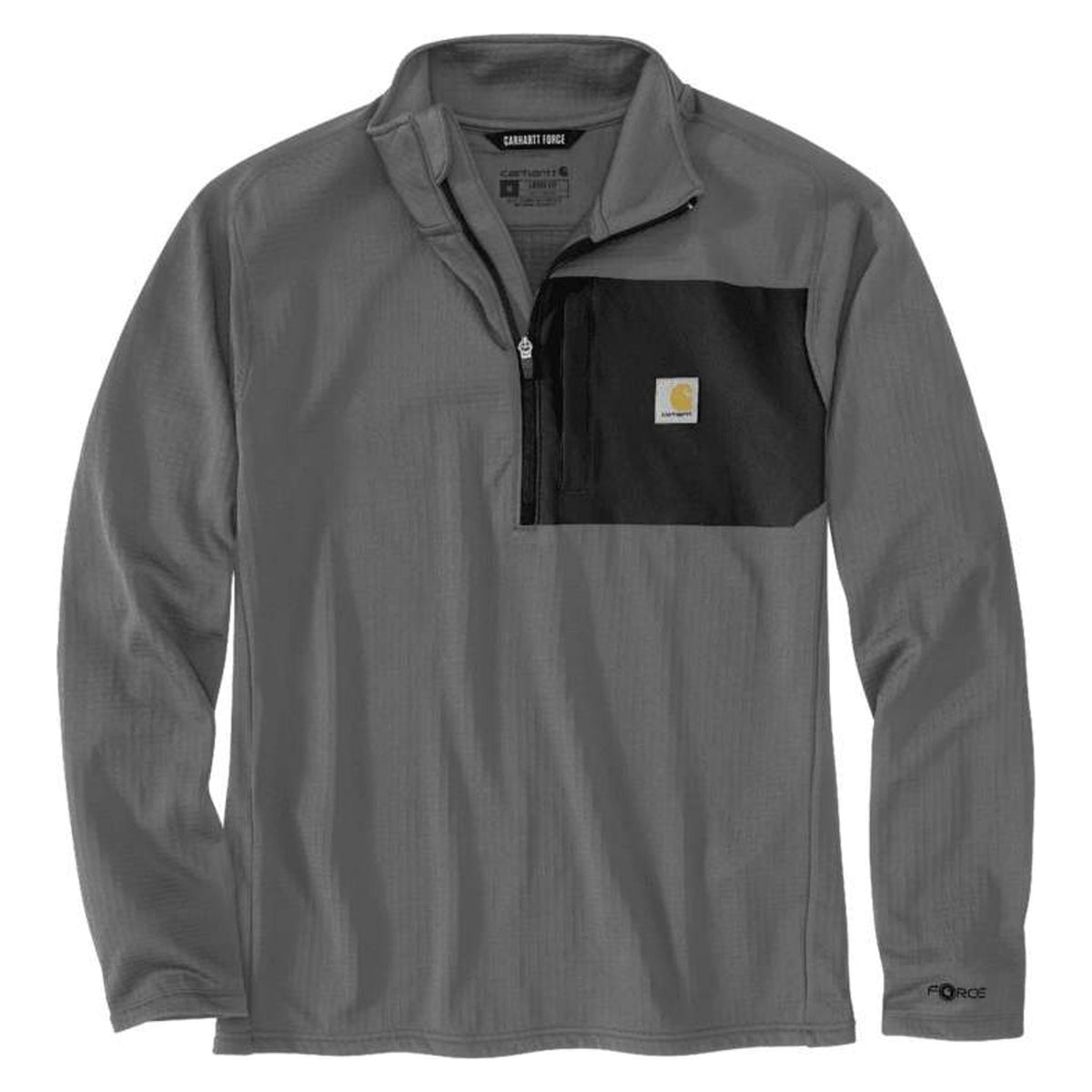 Carhartt Mens Force Relaxed Fit Mock Neck Half-Zip Fleece-Lined Shirt-106423-STL
