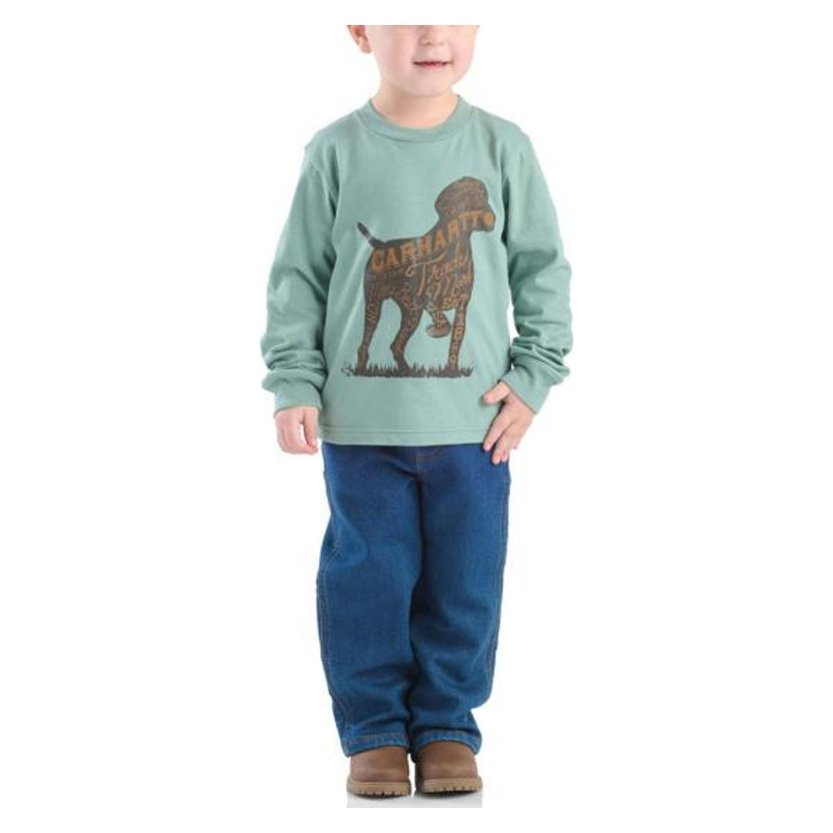 Carhartt Mens Kids Long-sleeve Dog T-shirt And Denim Pant-set-CG8104-N104-T