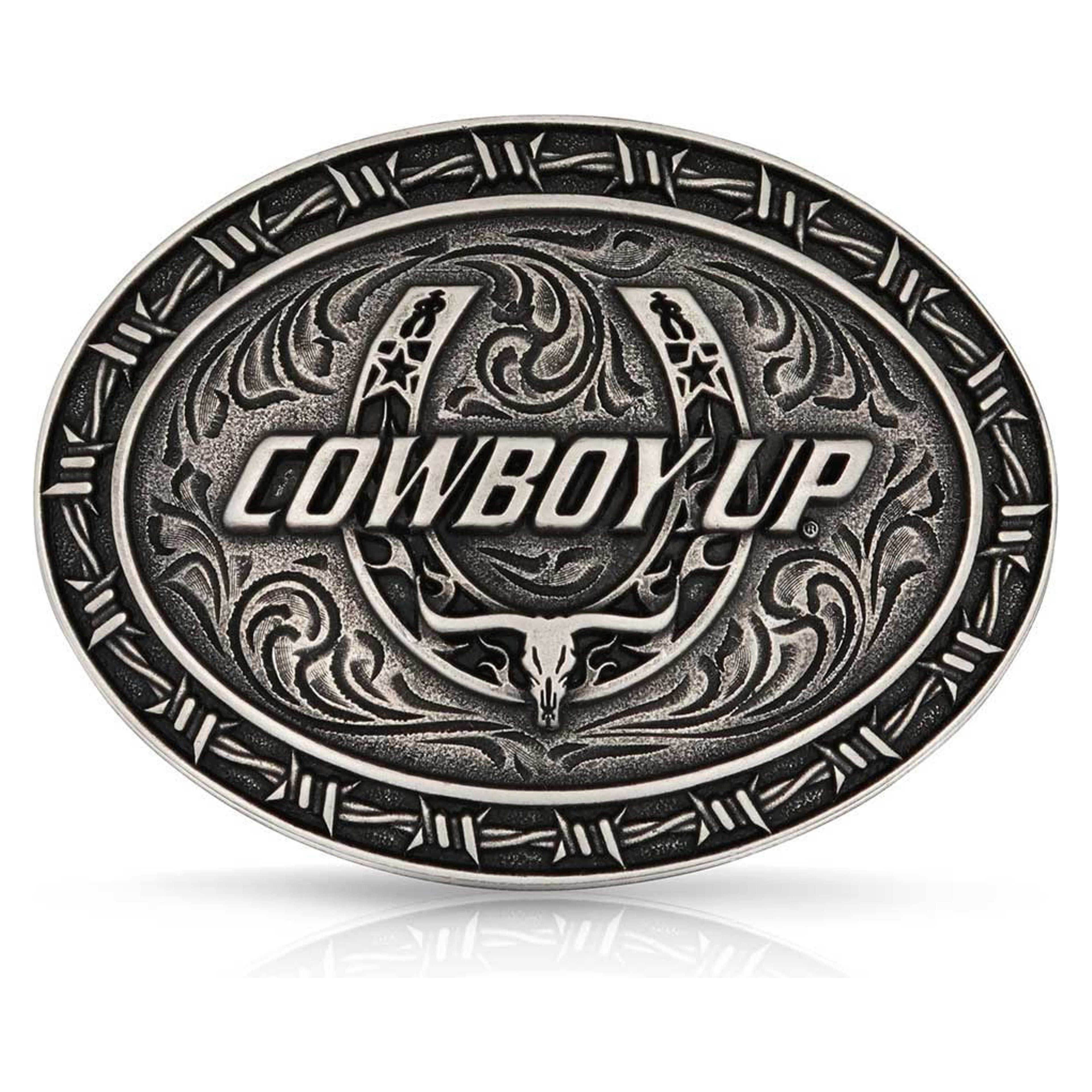 Montana Silversmiths Cowboy Up Barbed Wire Buckle-A1032S