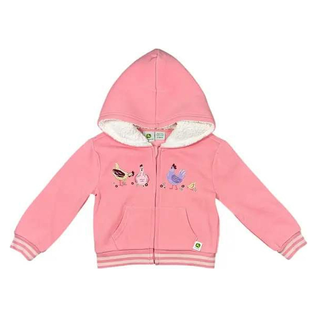 John Deere Kids Sherpa Lined Embroidered Chick Zip Hoodie - Ki-75J5160JR
