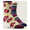 Ariat Womens Cheetah/Stripe Crew Sock 2pk-AR4685-981