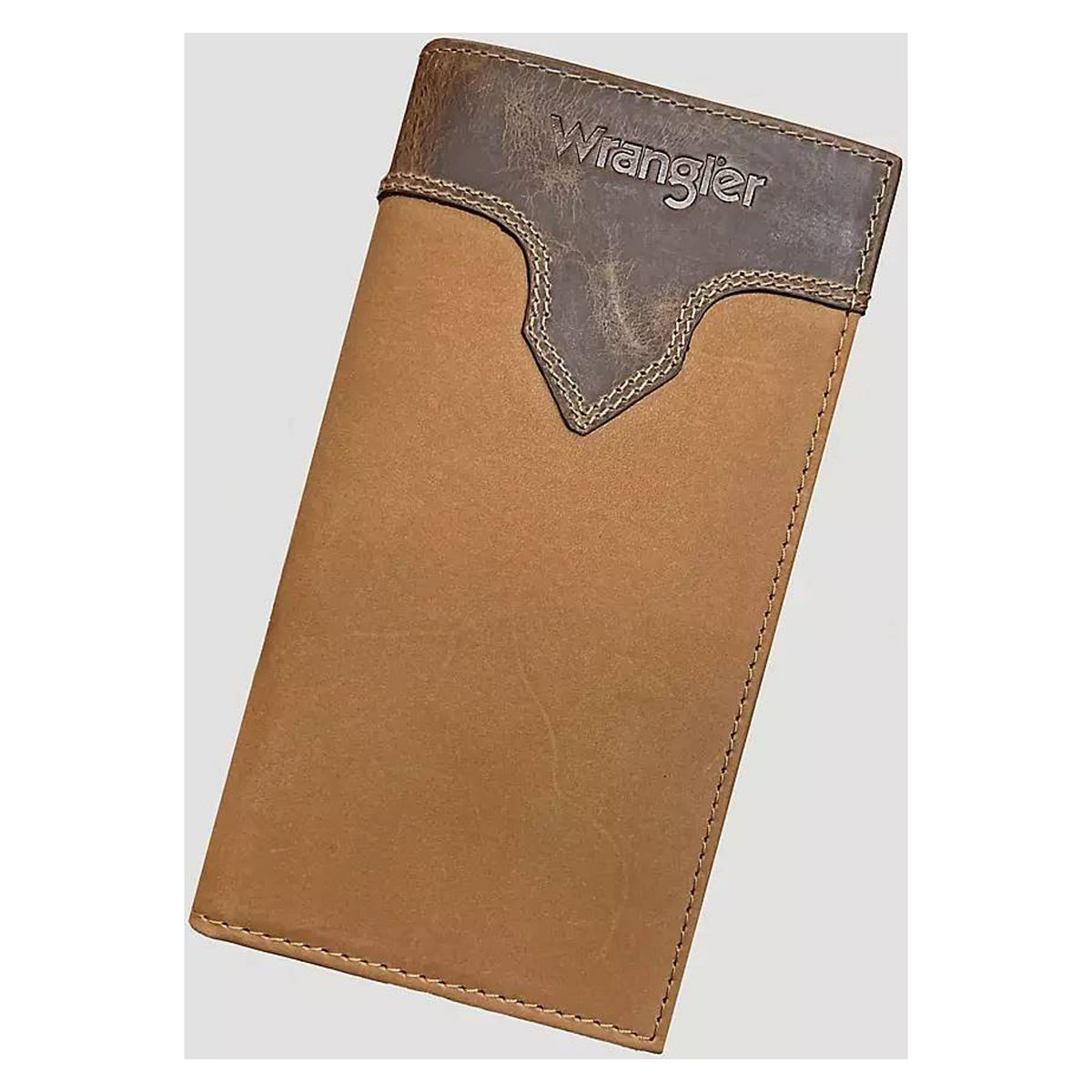 Wrangler Crazy Horse Leather Western Yoke Checkbook Wallet Tan-7602003-210