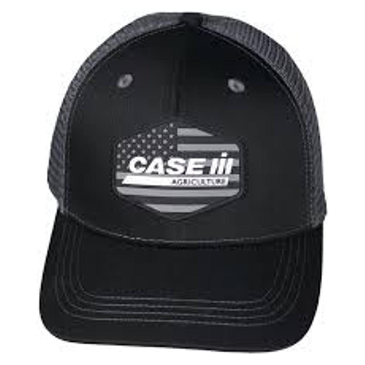 Case IH Black and White Rubber American Flag Patch Hat