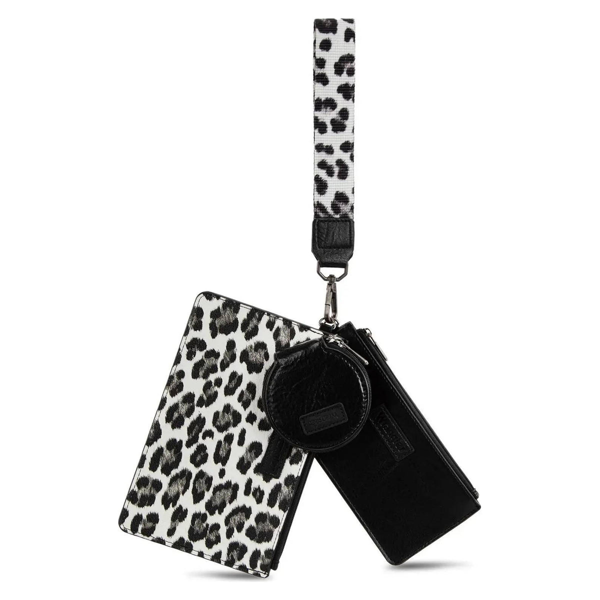 Montana West Wrangler Leopard Dual Pouch Wristlet-WG366-W114BK