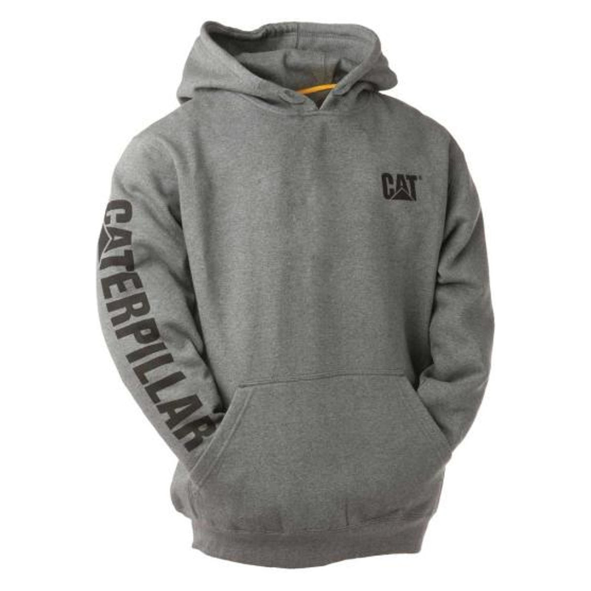 Caterpillar Mens Gray Trademark Banner Hooded Sweatshirt-1910709-004