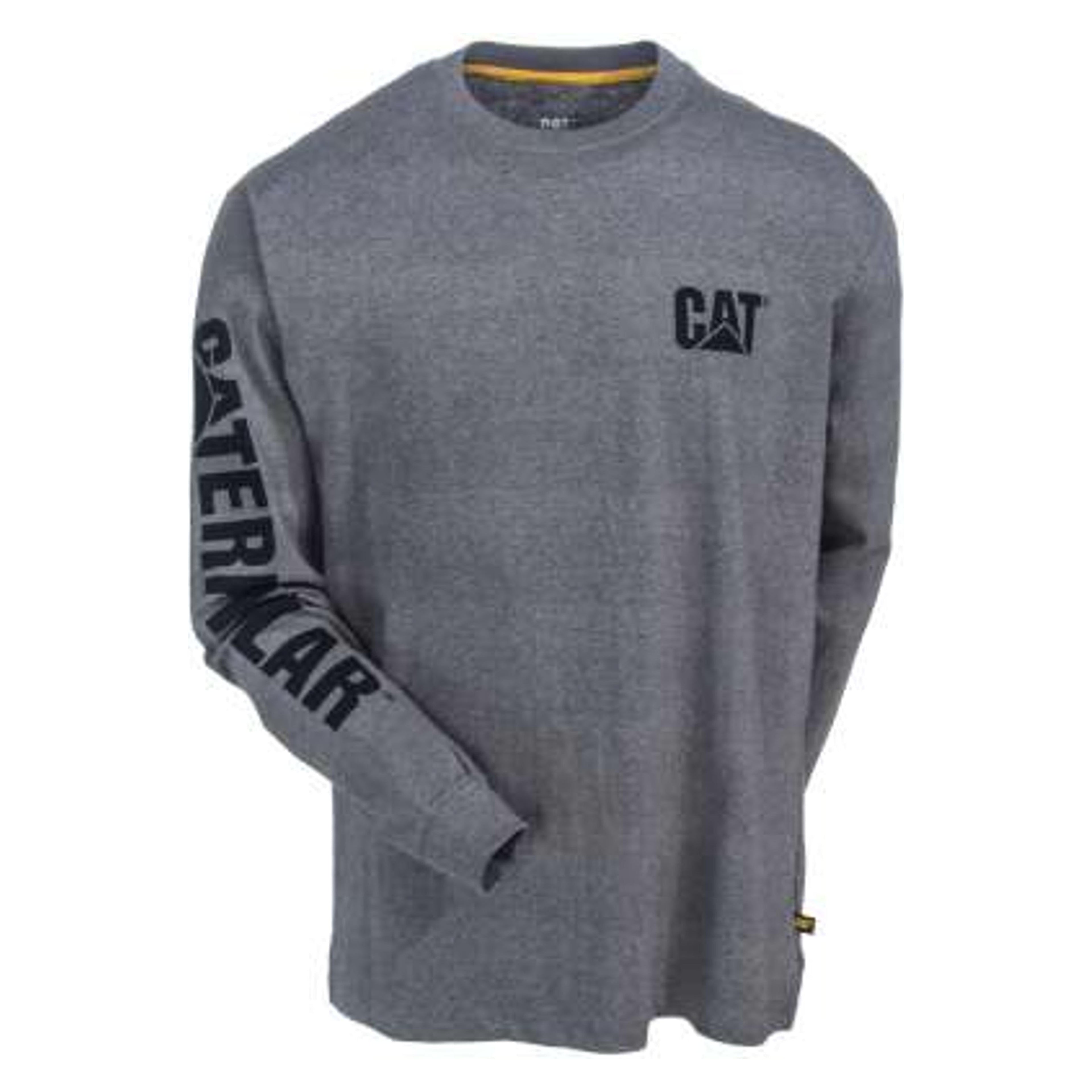 Caterpillar Mens Gray Trademark Banner Long Sleeve Tee-1510034-004