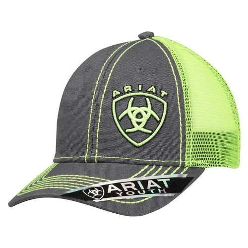 Ariat Kids Shield Mesh Snapback Cap Lime-1514323