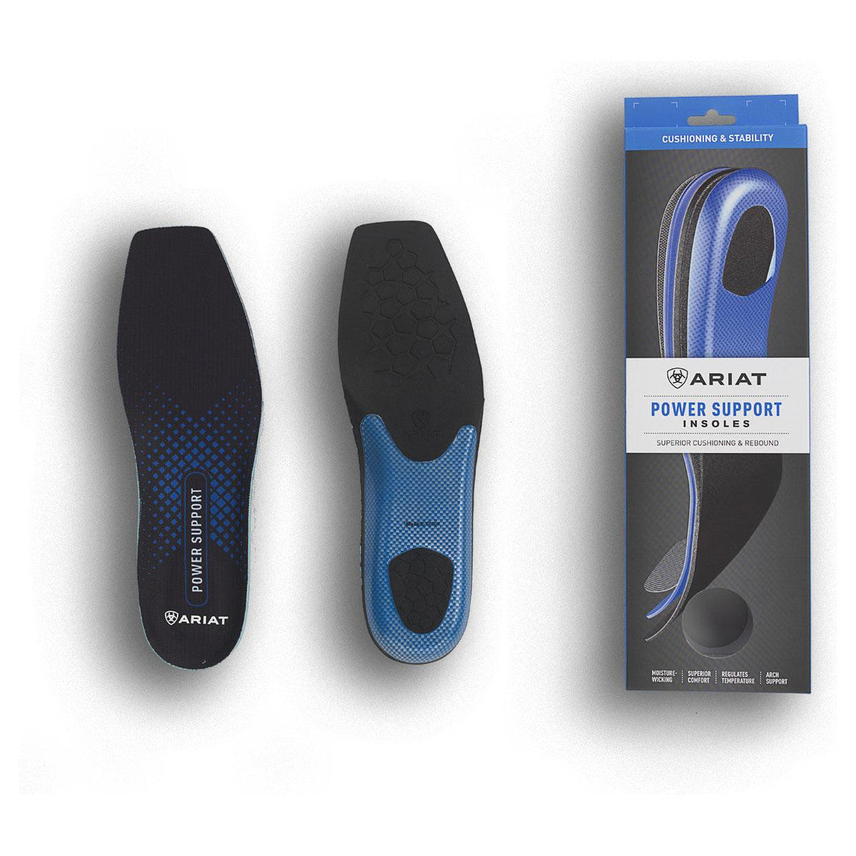 M and F Western Ariat Mens Power Support Insoles Wide Square Toe - Men