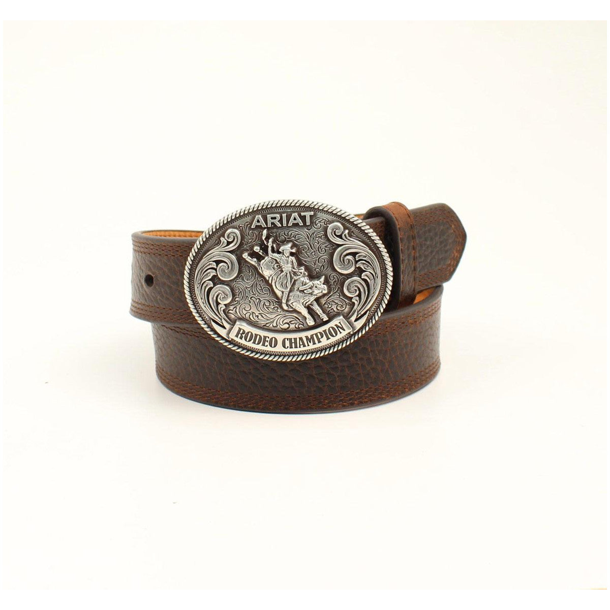 M and F Western Ariat Brown Leather Boys Western Belt - Mens