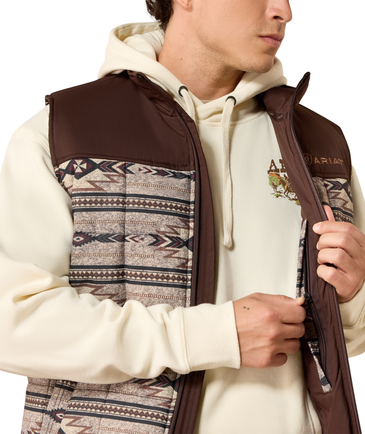 Ariat Mens Crius Insulated Vest 10079386 - TONAL SOUTHWEST/SILVER MINK HE