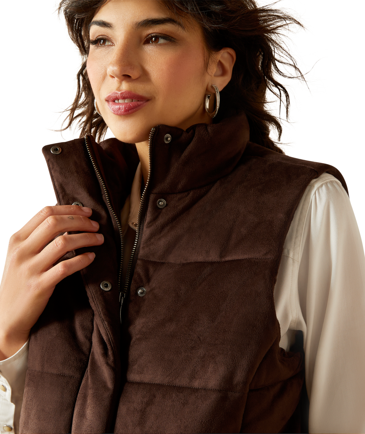 Ariat Womens Swirls Faux Leather Vest 10062277 - MOLE