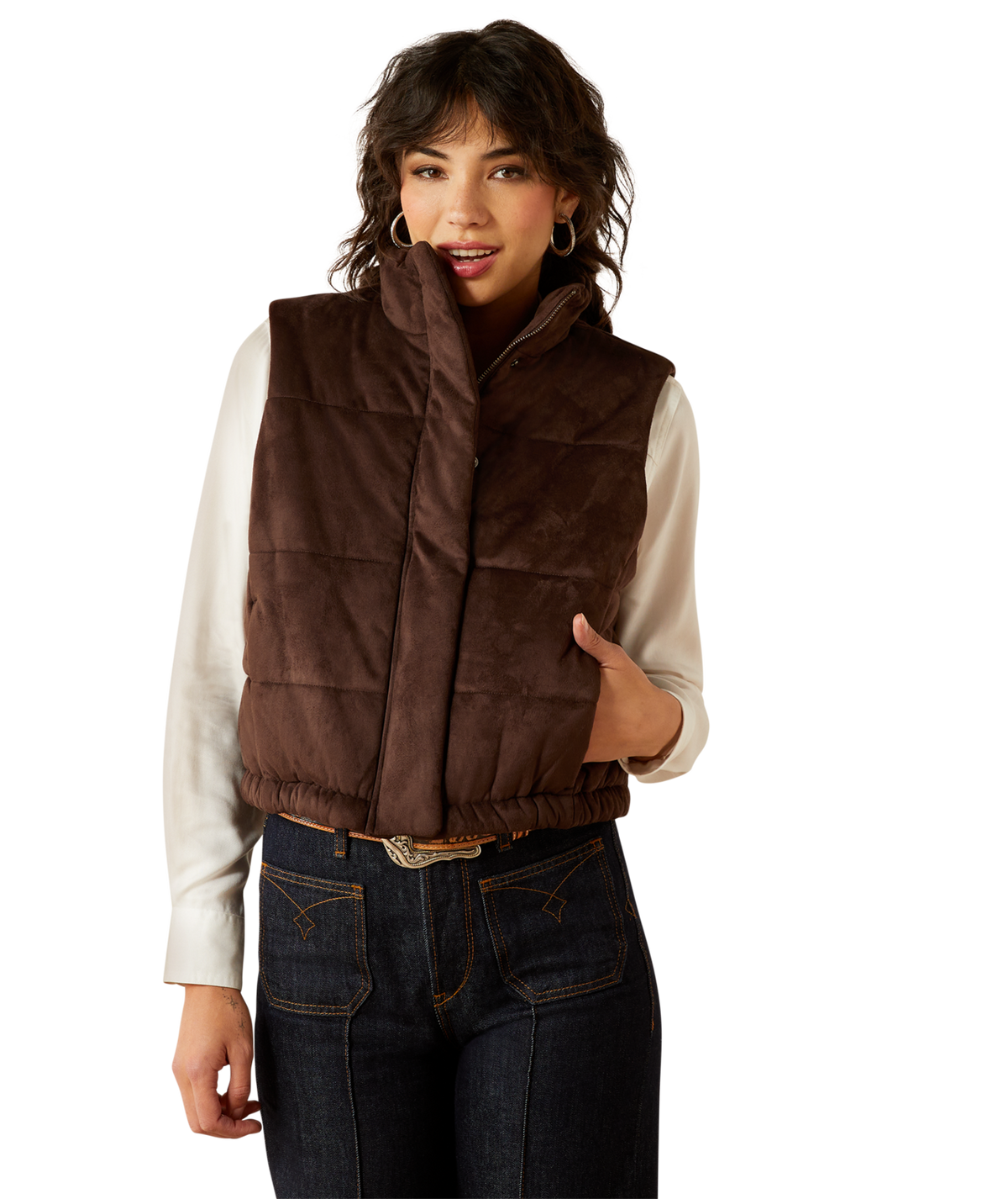 Ariat Womens Swirls Faux Leather Vest 10062277 - MOLE