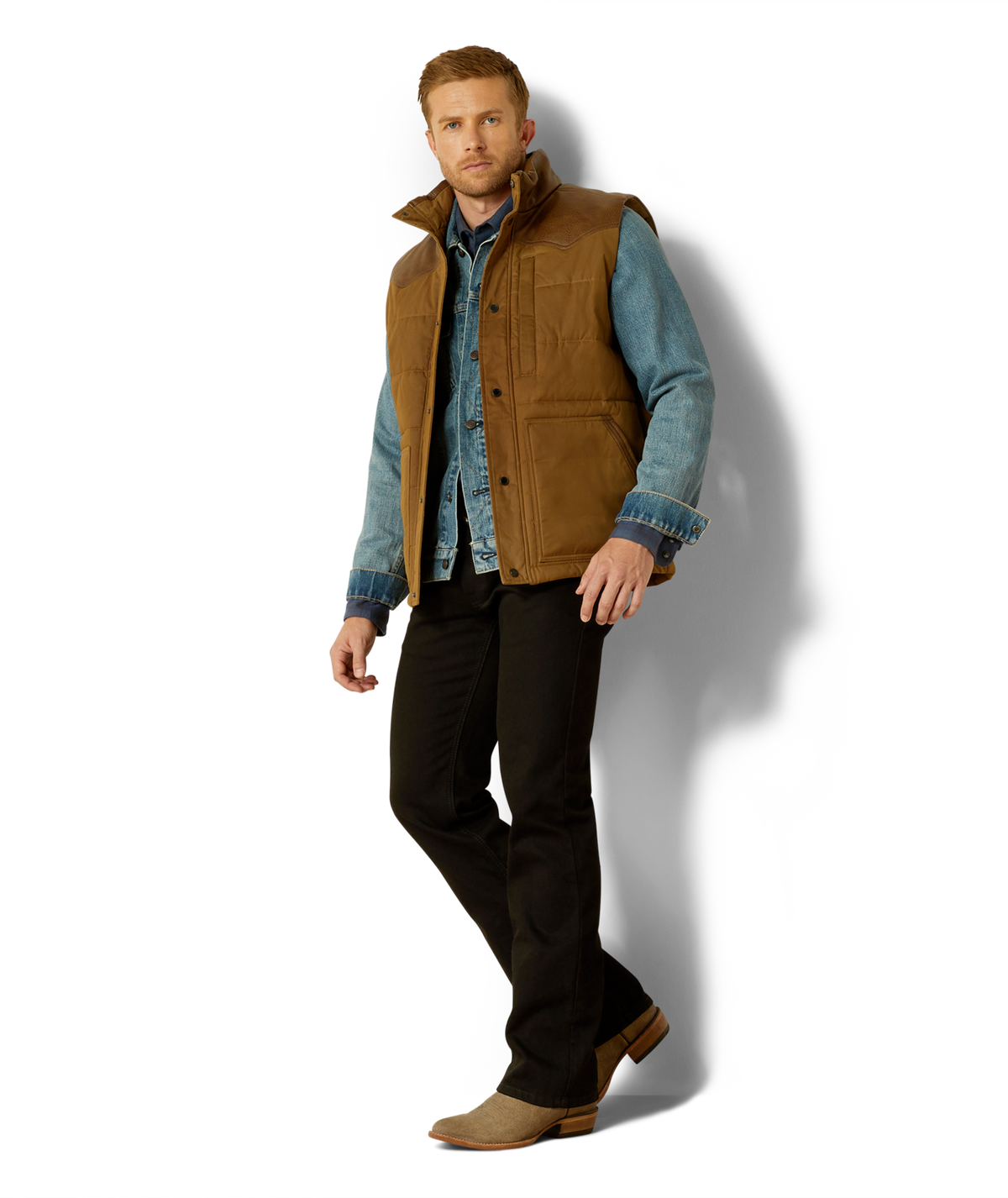 Ariat Mens Western Quilted Vest 10062439 - CUB KHAKI/BROWN